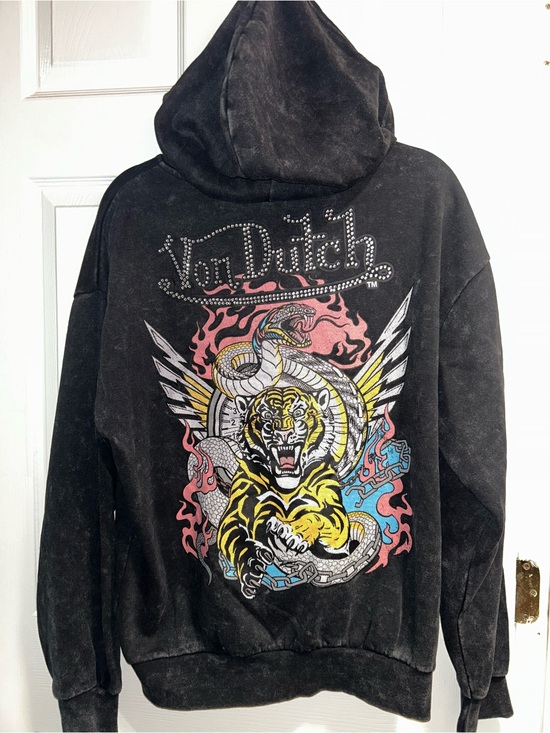 Von Dutch Other - Von Dutch Black Hoodie with Tiger & Snake Graphic